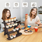 Wooden Cupcake Stand, 4 Tier Shelf Earring & Ring Holder Stands,Tiered Tray Stand Display Shelf Display Riser, Table Display Stand For Vendors, Perfume Organizer, Fragrance Shelf, Spice Rack