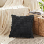 Fancy Homi 4 Packs Decorative Throw Pillow Covers for Living Room Couch Bed, Modern Farmhouse Boho Home Décor Accent Cushion Case, 26" x 26", Black