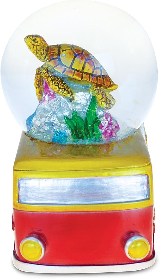 COTA Global Van with Sea Turtle Snow Globe - Water Globe Figurine with Sparkling Glitter, Collectible Novelty Ornament for Home Decor, for Birthdays, Christmas, and Valentine's Day - 65mm