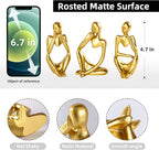 BMLCGJ Thinker Statue Gold Decor Abstract Art Sculpture, Golden Resin Collectible Figurines for Home Living Room Office Shelf Decoration,Great Gifts Ideas (Gold)