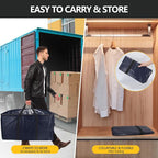 Extra Large Storage Bags Set Heavy Duty Moving Totes with Handles, Waterproof Dual-Durable Storage Totes For Space-Saving Moves, (Dark Blue, 12 Park-2 Moving bag & 10 Vacuum Seal Bags)