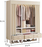 Portable Closet,Garment Rack,Heavy Duty Clothes Rack with Cover,Wardrobe Closet with 1 Hanging Rods, 2 Storage Shelves and 3 Drawers,43.3" L x 17.7" W x 67.7" H,Pale Yellow