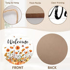 Fall Welcome Sign for Front Door Fall Floral Wooden Door Hanger 12x12 Inch Autumn Wreath for Outdoor Outside Porch Decor Farmhouse Flowers Welcome Hanging Sign for Home Wall Greeting Party