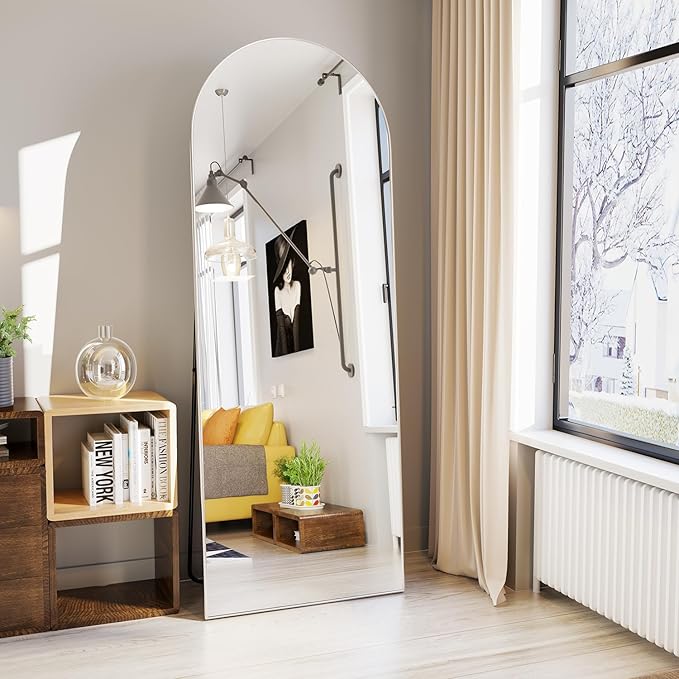 Full Length Mirror 56"x16" Arch Floor Mirror with Stand Arched Mirrors Full Body Mirror Silver Standing Hanging or Leaning Against Wall for Bedroom Entry
