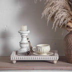 Decorative Coffee Table Tray, 13.5 x 9.7 Inch White Washed Wooden Beaded Tray with Removable Legs, Rustic Farmhouse Rectangular Tray for Coffee Table, Kitchen Counter and Vanity Decor