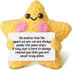 Crochet Yellow Star Doll Friendship Gift - Emotional Comfort Support Decor, Long Distance Relationship Moving Away Farewell Goodbye Leaving Gifts for Women Friend Couple Boyfriend Girlfriend Coworker