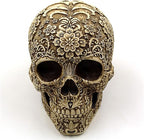 UJOY Creative Skull Flowers Sculpture 8.1'' Human Head Skeleton Statue Collectible Halloween Decoration Home Decor