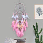 Large Dream Catchers, Boho Handmade Native Macrame Dream Catchers Wall Hanging for Bedroom Living Room Wedding Party Decor, Festival Blessing Craft Gift for Kids Boys Girls (Pink & White)