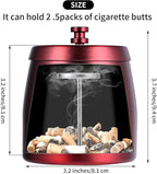 HARTAR Smokeless Ashtrays for Cigarettes Indoor, Ash Tray Sets Outdoor Windproof Cute Home Large Funny Metal Outside Ashtray with Lid for Cigarettes Butt Can for Outside Patio, Red, Small