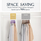 HOUSE DAY Noble-Purple Velvet Hangers 60 Pack, Non Slip Clothes Felt Hanger Heavy Duty for Coat, Premium Slim Space Saving Suit Hangers for Closet Organizer, 360° Rotating Silver Hook