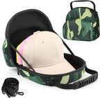 Hard baseball hat case, Hat Carrier Travel Case with Adjustable Shoulder Strap, Hat cap case for 3 Baseball Caps - Perfect for Traveling & At-Home Storage (Camo Green)