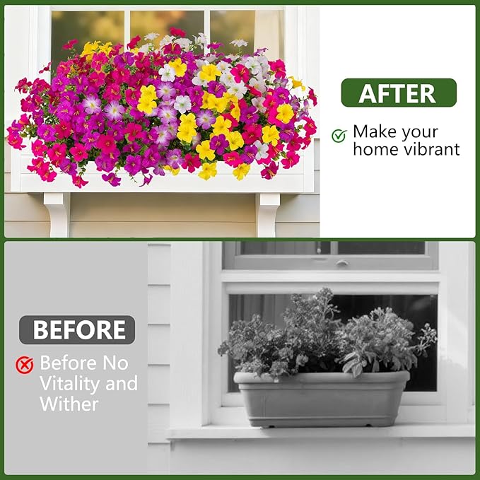 INQCMY Artificial Fake Flowers for Outdoor Spring Decoration,12 Bundles Faux Silk Colorful Morning Glory with Eucalyptus UV Resistant Realistic Fake Plants for Outside Planter Porch Patio Yard Garden