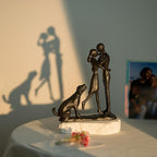 Sziqiqi Anniversary Iron Gifts for Her - Couple Love Sculpture Anniversary Iron Gift for Couple Girlfriend Wife Him Black Statue Metal Figurines for Home Decor Wedding Christmas Birthday Gifts