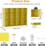 AWTATOS Cube Storage Organizer, Storage Cubes Shelves, 12 Cube Closet Organizers and Storage, DIY Stackable Bookshelf Plastic Clothes Organizer Shelving for Bedroom, Home,Yellow