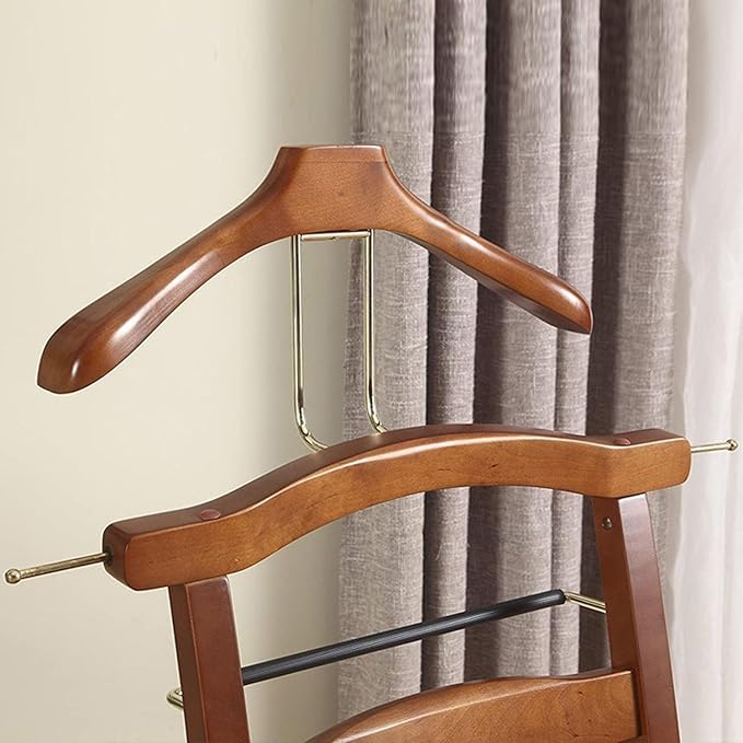 Brown Valet Stand with Office Chair Hanger & Drawer - Men's Accessory Organizer for Clothes, Watches, Keys & More