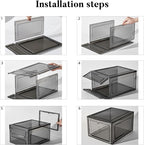 Attelite Upgrade 12pack Shoe Box Storage Containers,Thicken Sturdy Clear Stackable Plastic Shoe Organizer Box with Magnetic Door, Drop Front Shoe Box Sneakers X-Large