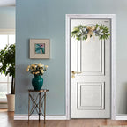 Floral Swag, Artificial Front Door Wreath Eucalyptus Leaves Garland, Artificial Mixed Eucalyptus Leaves Swag, Greenery Swag with Daisy Flower for Home Wall Wedding Party Decoration(#1)