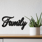 CREATCABIN Family Wood Cut Decor Laser Cut Sign Wooden Door Sign Wall Hanging Decoration Unfinished Color DIY Crafts New House Door Display Gift for Friends New Couple Housewarming Black 11.9x6.3 Inch
