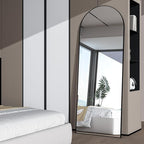 Full Length Mirror, 56"x16" Arch Mirror Floor Mirror with Stand, Black Arched Full Body Standing or Leaning Mirrors for Bedroom, Living Room