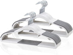 Pack of 30 Clothes Hangers, Space Saving Plastic Hangers, Non-Slip, 0.2 Inches Slim, 360° Swivel Silver Hook for Shirts, Pants & Wet/Dry Garments, White and Dark Gray