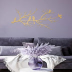 ESTART Metal Birds Wall Art, Metal Vivid Birds on Branch Silhouette Wall Decor Gold Leaves with Bird Outdoor Hanging Wall Sculpture for Home Living room Bedroom Balcony Garden (Gold, Small)