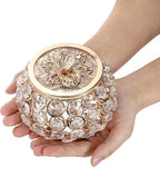 Hipiwe Crystal Jewelry Box with Glass Lid Small Trinket Organizer Mirrored Treasure Box Ring Holder Earrings Necklace Storage Box Keepsake Gift Box for Home Dresser Decor, Gold