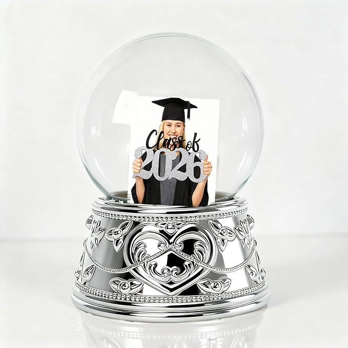 Snow Globe with 2 Sided Photo Frame, DIY Large Double Snowglobe with Picture Insert, for Family, Friends, Couples