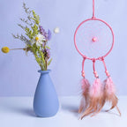 DIY Dream Catcher Beginner Kit, Making Dream Catcher Supplies Include Metal Hoop, Feathers, Faux Suede Cord, Thread, Wood Beads (Pink)