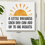 Inspirational Office Wall Art Decor, Motivational Add Up to Big Results Positive Quote Daily Affirmations Artwork Posters for Home Office Gym Classroom Decorations (8 X 8 Inches, Framed)