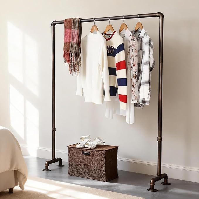 Industrial Pipe Clothing Rack 59in,Clothes Racks for Hanging Clothes,Heavy Duty Garment Display Rack