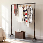 Industrial Pipe Clothing Rack 59in,Clothes Racks for Hanging Clothes,Heavy Duty Garment Display Rack