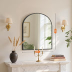 Sweetcrispy 31"x32" Arched Black Bathroom Mirrors for Wall, Bathroom Mirrors for Over Sink, Metal Framed with HD Shatter-Proof Glass for Entryway, Living Room, Bedroom