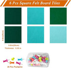 Square Felt Cork Bulletin Board Tiles, Self Adhesive DIY Felt Pin Board for Wall 30" x 20" with 35 Pushpins for Office School Home Wall Decor Stickers Memos Photos Display (Gradual Green)