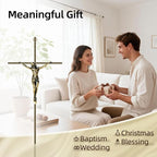 KUXBET Catholic Crucifix Wall Cross, 21 inch Metal Jesus Christ Cross, Handmade Hanging Wall Décor for Home, Religious Devout Give Faith Gift (21.0inch, Vintage)