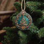 DASTOLL Stained Glass Christmas Decorations, Retro Red Dotted Wreath Suncatcher for Window Christmas Tree Hanging Ornaments Green Sun Catcher Xmas Decor Gifts for Women Men Mom Nana Friend