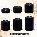 Sintuff 12 Pcs Black Velour Covered Tiered Hexagonal Jewelry Display Risers Wooden Hexagonal Market Display Risers Stands for Model Figures Decoration