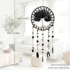 Tree Life Dream Catcher and Sun Catcher, Handmade Healing Crystal Boho Window Hanging for Home Decor, Rainbow Maker Wall Decor, for Women, Housewarming (Black)