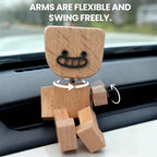 Whimsical Shaking Figurine, Wooden Man with Swappable Face Plates, Fun Kinetic Desk Decor for Office & Home, Engaging Gift for Coworkers & Friends