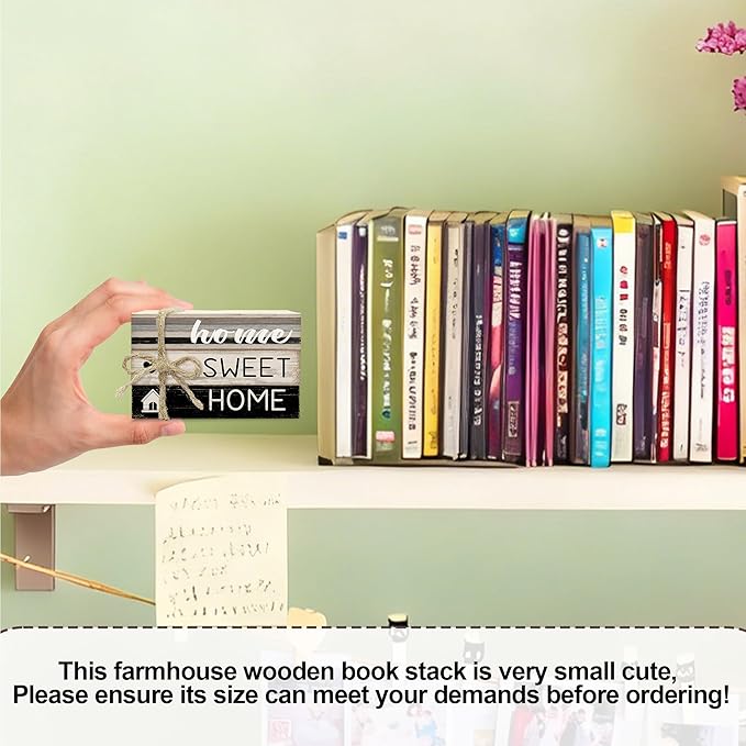 Mini Decorative Books For Home Decor, Small Wood Book Stack For Table Decor, Home Sweet Home decoration Books For Living Room Bookshelf, Farmhouse Stacked Books decoration（L55)