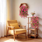 Artificial Faux Flowers Plants for Outdoor Spring Summer Decoration, 2PCS Fake Silk Daisy Flowers No Fade UV Resistant Realistic for Outside Home Planter Porch Patio Balcony Yard Decor (Rose Red)