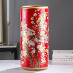 Ceramic Umbrella Stand Living Room Floor-Standing Freestanding Cane Chinese Umbrella Stand Multifunctional Painted Porcelain Vintage Ceramics Flower Vases for Home Office Entrance Indoor(E)