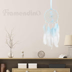 Framendino, Blue Butterflies Dream Catcher with Colorful Feather for Wall Decoration