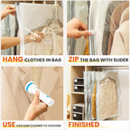 Hanging Vacuum Storage Bags with Electric Pump – 6 Pack (3 Long, 3 Short) Hanging Vacuum Seal Bags for Clothing, Closet Organizer Space Saver for Suits, Jackets & Coats