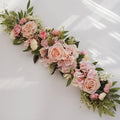 TITA-DONG 25.6inch Artificial Rose Peony Flower Swag, Front Door Peony Floral Arch Garland Swag Hydrangeas Eucalyptus Leaves Wreath for Wedding Arch Front Door House Wall Decoration(Pink)