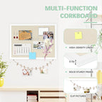 DOLLAR BOSS Cork Board Bulletin Board with Linen Double-Sided 30" x 20" Linen Corkboards for Walls Picture Display Vision Board for Office Home School Framed Picture Pin Board, 20 Pushpins 10 Clips