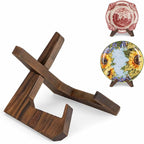 ANBOXIT Bowl Stands for Display, 4.5 Inch Plate Holder, Wooden Easel Frame Holder, Display Stand for Large Deep Platters and Dishes, 4.5" H x 6" W x 5.4" D (For Bowls under 3.5" in Depth)