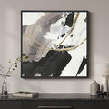 Framed Modern Black and White Abstract Wall Art, Square Contemporary Canvas Prints Artwork for Walls, Minimalist Gold Line Pictures for Bedroom Dining Room Lounge Living Room Office Wall Decor 24x24 In