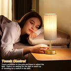 Dicoool Small Touch Bedside Lamp with USB - 3 Way Dimmable Gold Table Lamp for Bedroom, Nightstand Lamp with Gold Charging Station for Desk Dorm, Office