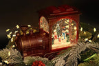 Wondise Lighted Christmas Snow Globes Musical Lantern with Timer, Battery Operated and USB Powered Spinning Water and Swirling Glitter Globe for Christmas Thanksgiving Holiday Decoration