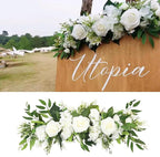 Wnvivi Artificial Flower Swag, 25.6 Inch Silk Rose Hydrangea Swag Arch Garland Front Door Decorative Floral Swags Lintel Floral Decoration for Wedding Ceremony Table Centerpiece (White)